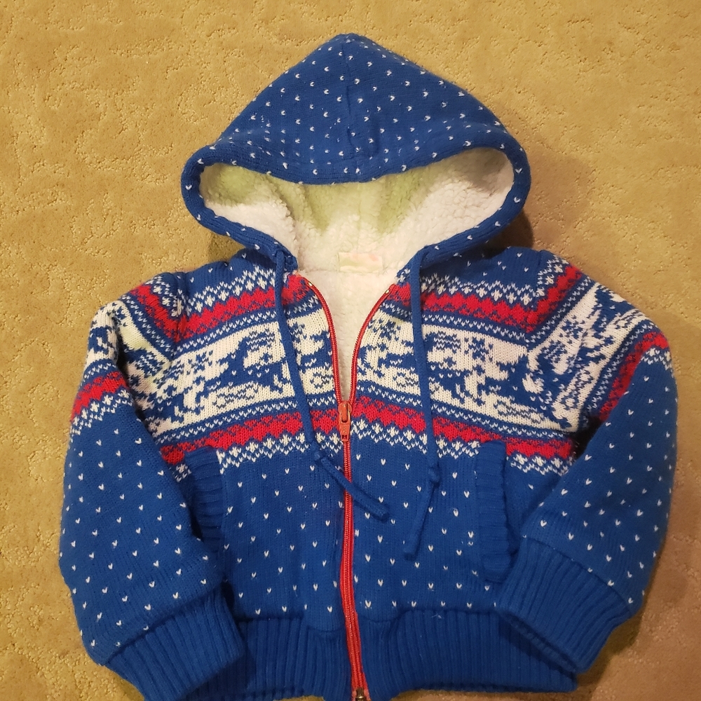 Vintage Fingerhut Fashions 1980's Kids Reindeer Sweater Coat
